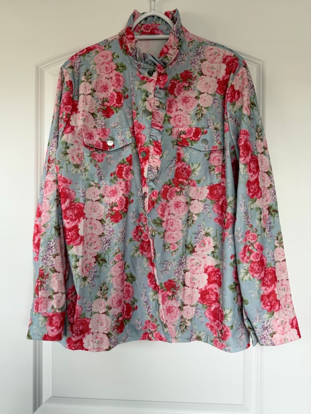 Floral Button-Down Shirt - Pink Rose Print